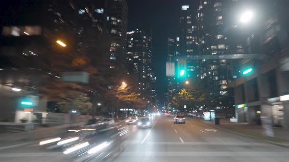 Time-lapse Moving through city at Night