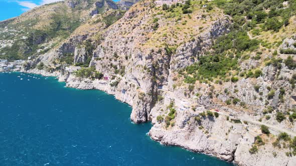 Aerial View of Furore Fjord From a Drone Amalfi Coast Italy
