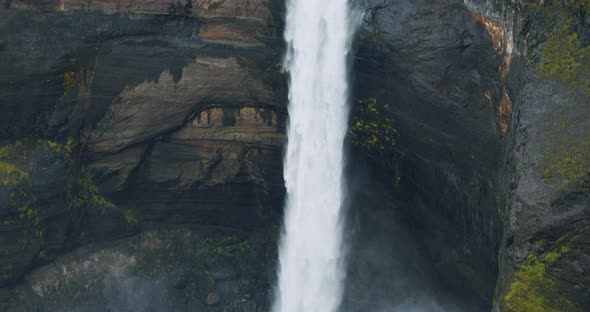 Close Up Haifoss Waterfall Fall Movement Iceland Highland