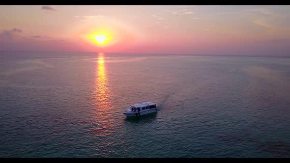 Aerial drone shot nature of idyllic sea view beach time by clear water with clean sand background of