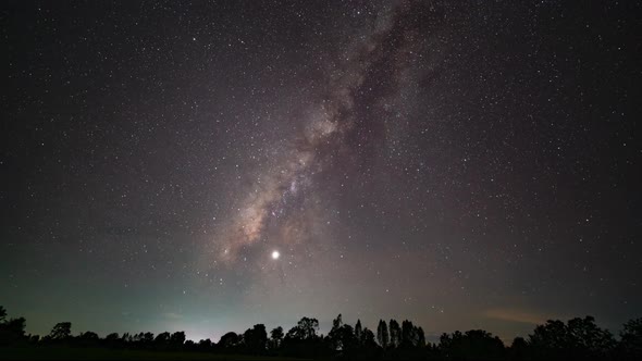 Natures video night shot landscape scene in Milky Way movement in time-lapse video. Nature and trave