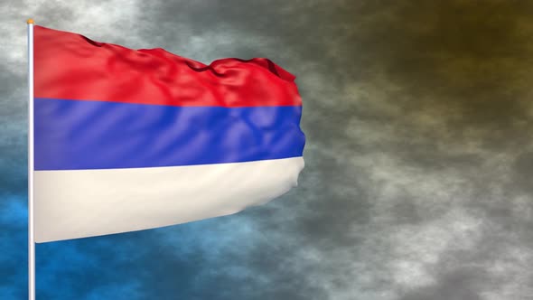 Russia Flag Ripple Animation on Cloudy Background