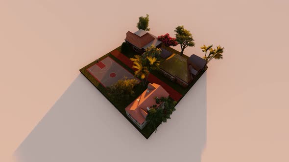 Isometric housing in the countryside