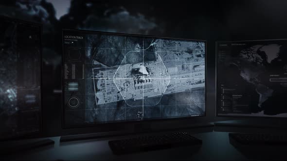 Satellite network technology showing the smoke coming from the target factory alt