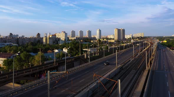 Urban Scape with Highway Roads and Railways