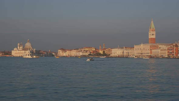 San Marco St Mark Tower and Basilica Santa Maria della Salute in Venice Timelapse