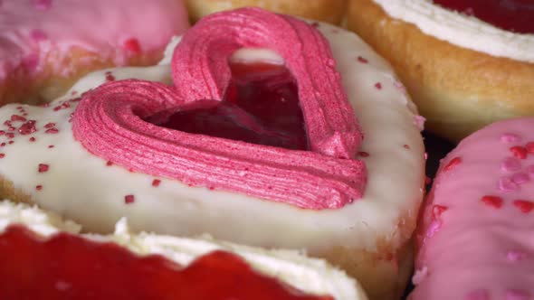 Heart Shaped Donuts for Saint Valentine Day. Love and Romance Concept