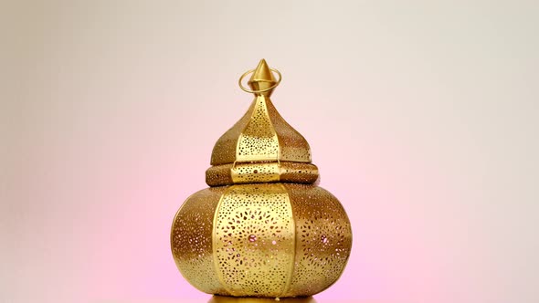 Ramadan time. Muslim lamp. Muslim golden lantern Mubarak