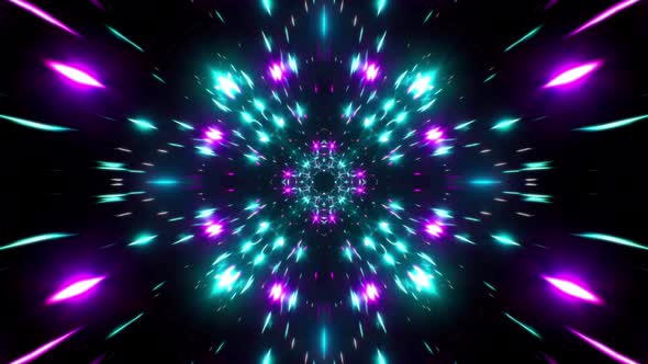 Fast Speed Pass Through Neon Fractal Tunnel Loop 4K