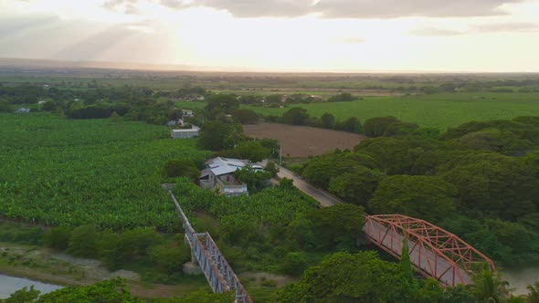 St.Raphael or San Rafael bridge in Dominican Republic. Aerial backward