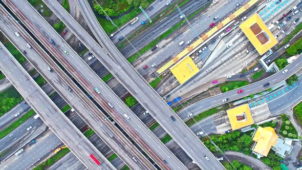 4K footage : aerial view from a drone flying over expressway