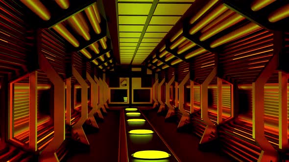 3D model of corridor in spaceship