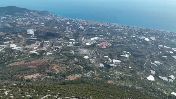 View of the city of Alanya aerial view 4 K