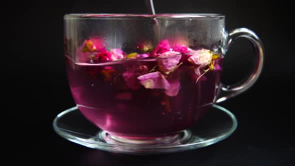 Flower tea from the petals of the tea rose.