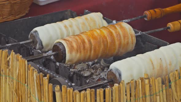 Sweet rolled bread dough shortly before baking traditional pastry made Czech sweet food