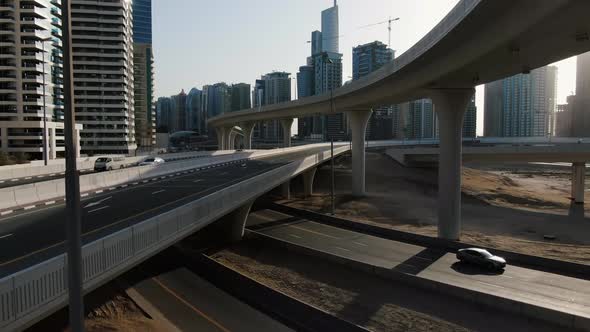 Lots of Traffic Passing Through a Highway Intersection Near Dubai Marina