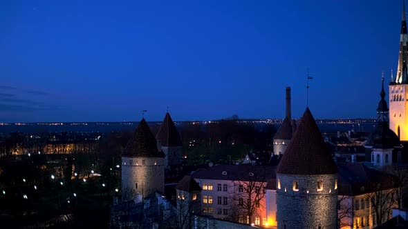 Aerial View of Tallinn Medieval Old Town, Estonia