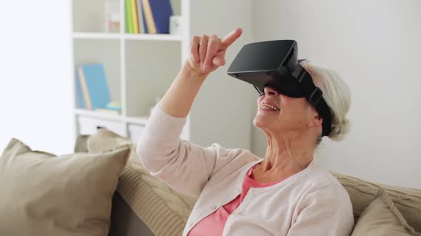 Old Woman in Virtual Reality Headset or Vr Glasses