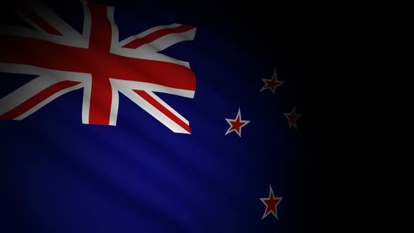 New Zealand Flag Blowing in Wind
