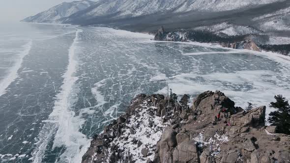 Frozen Lake Baikal Aerial View