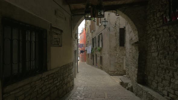 Corridor with arched gate