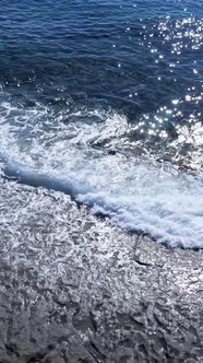 Vertical Video of Sea Water Near the Seashore Slow Motion