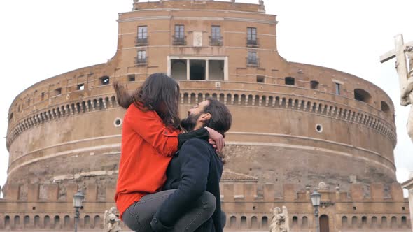 Couple Running Towards Each Other and Hugging