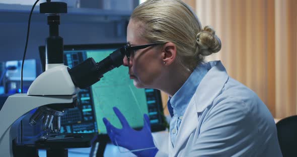 Scientist Using Transparent Display Screen