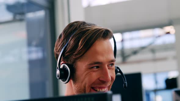 Customer service executive working in a call centre