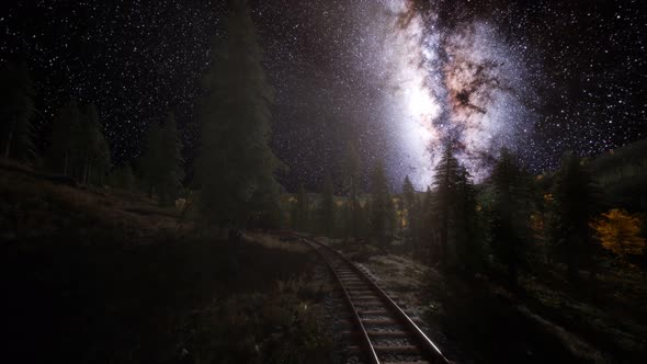 The Milky Way Above the Railway and Forest