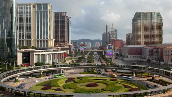 Macau Tower and Bridge Traffic Cityscape