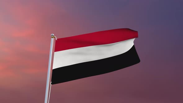 Flag Of Yemen Waving 4k