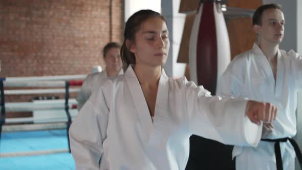 Four Judokas Warming up Together