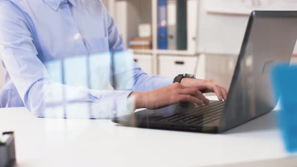 Businesswoman Using Smart Watch at Office 