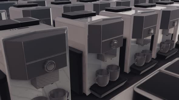 A Lot Of Coffee Machines In A Row Hd