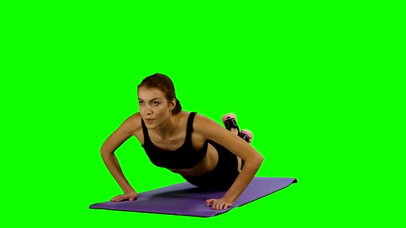 Woman in a Traditional Yoga Pose, Green Screen, Stretching. Gym