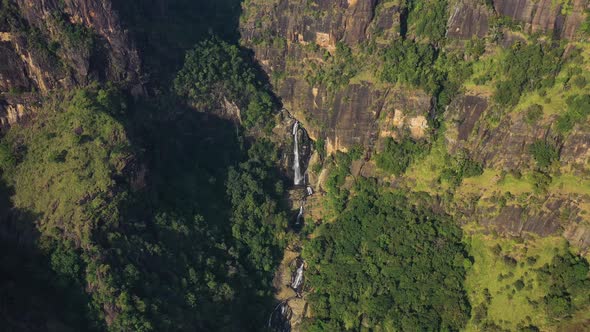 Aerial view of Ravana Water Falls, Ella, Sri Lanka