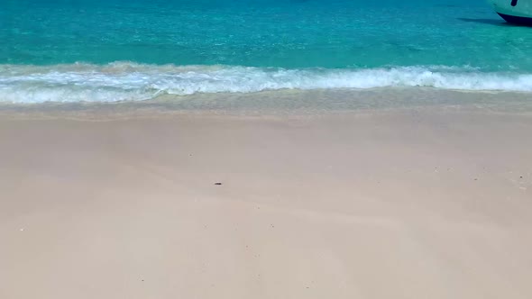 Empty Sandy Beach with White Sand and Amazing Clear Turquoise Sea