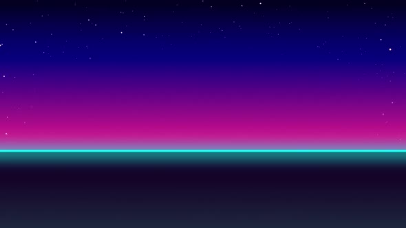 Animation of road with blue and pink sky at night