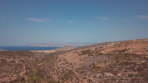 Beautiful Aerial Drone Shot of the Landscape of the Island of Leftkes Greece Revealing the Ocean in