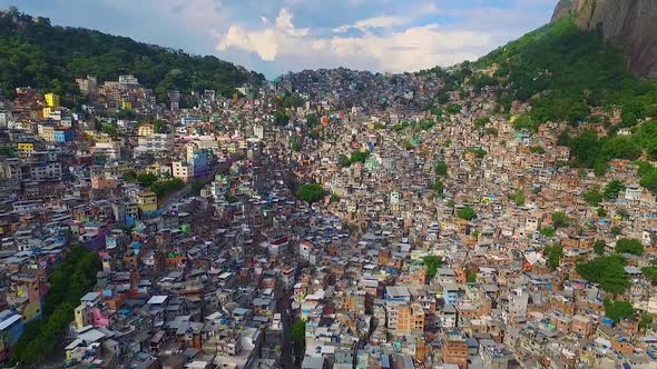 Drone clip from Rocinhas's Favela, the biggest south american favela, located in Rio de Janeiro, Bra