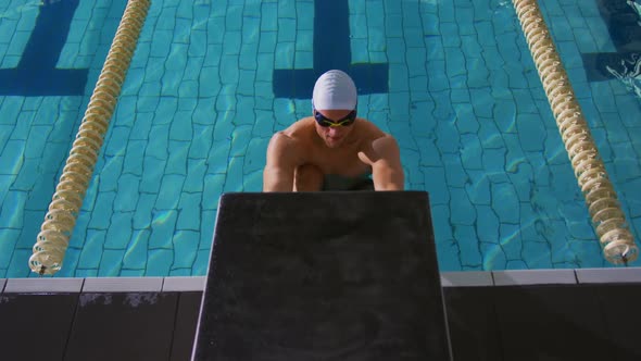 Swimmer training in a swimming pool