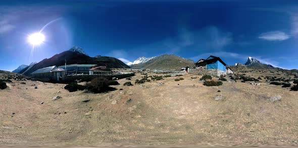 VR of Dingboche and Pheriche Village in Nepal, Basic Point of Everest Base Camp Track. EBC