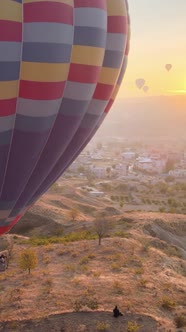 Cappadocia Turkey  Vertical Video of Balloon Launch