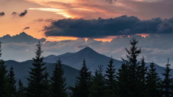 Time Lapse Dramatic Colorful Clouds Floating over Mountain Valley