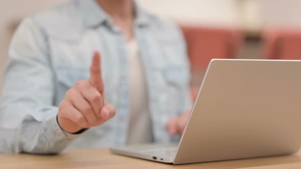 Man Showing No Gesture While Using Laptop Close Up