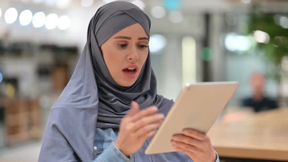 Arab Woman Having Loss on Tablet Failure