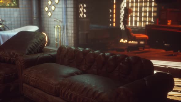 Sci Fi Futuristic Interior with Neon Lights alt