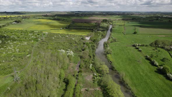 River Avon North Evesham Country Park Aerial Landscape Spring Season