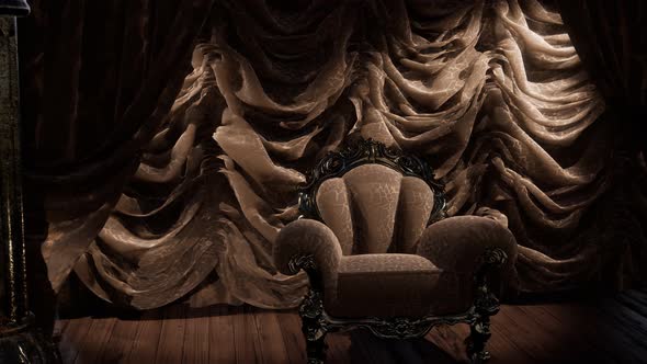 Luxurious Theater Curtain Stage with Chair alt